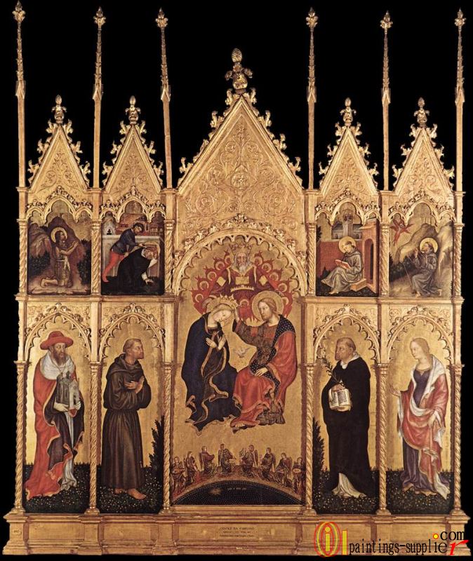 Coronation of the Virgin and Saints.