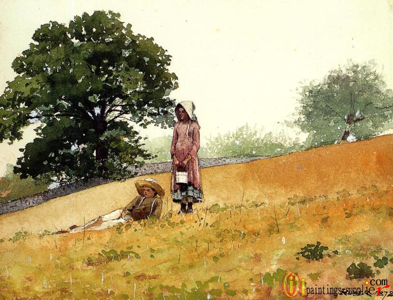 Boy and Girl on a Hillside