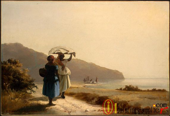 Two Women Chatting By The Sea